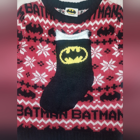 Batman | Christmas Sweater Red / Black Size 5 - Picture 2 of 8